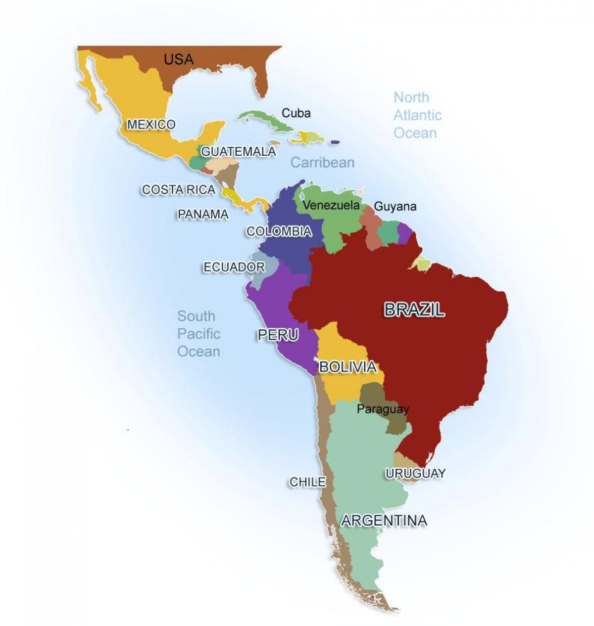 mapa Mexiko eta hego amerika