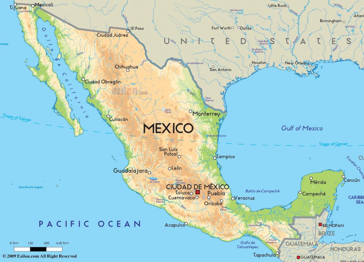 mapa Mexiko eta amerikako