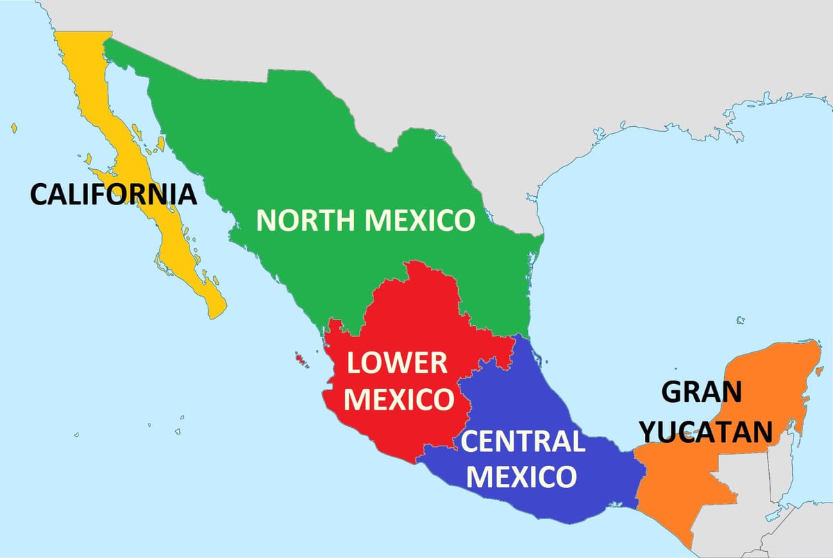 estatu batuak, Mexiko mapa
