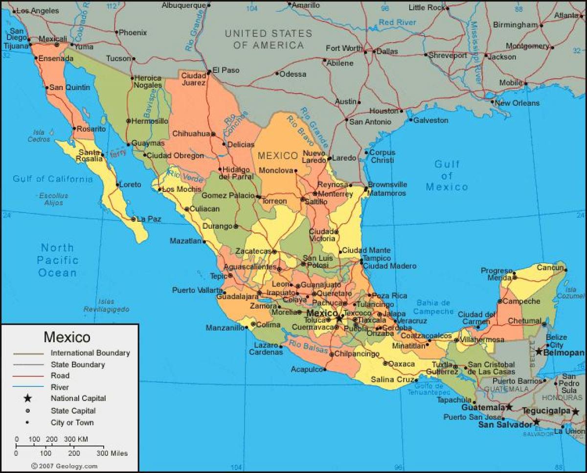 mendebaldeko Mexiko mapa