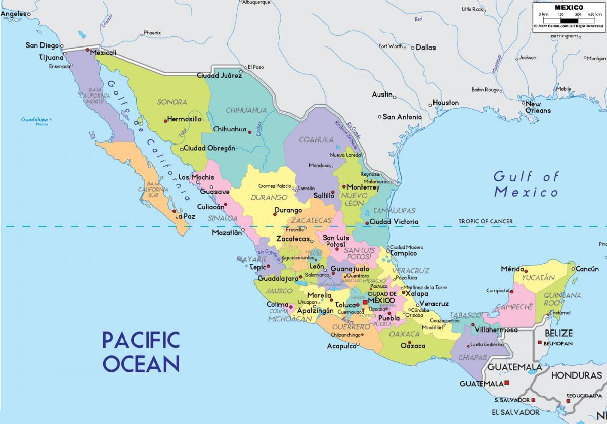 mapa Mexiko eta hiri