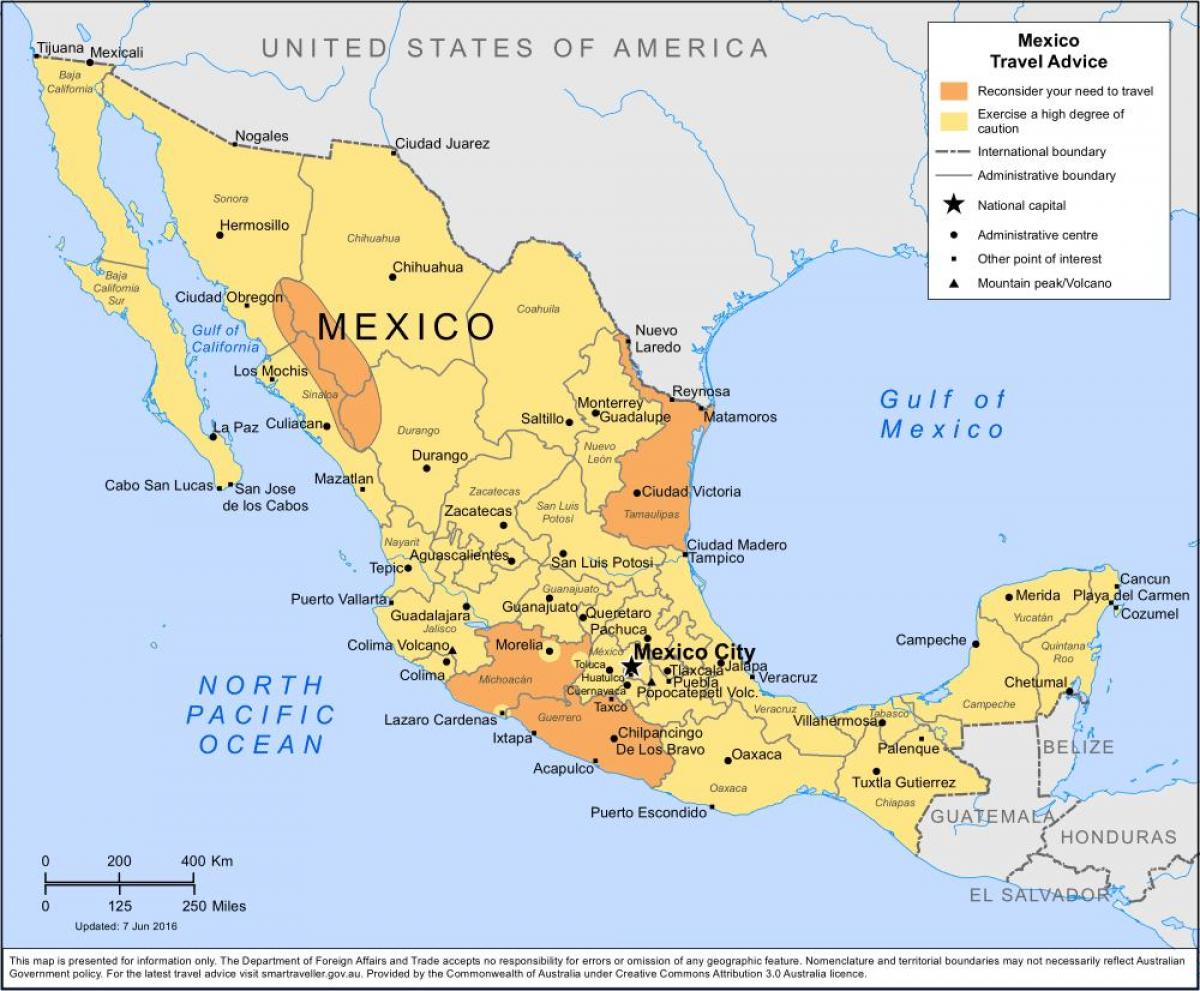 mapa Mexikoko mendebaldeko kostaldean