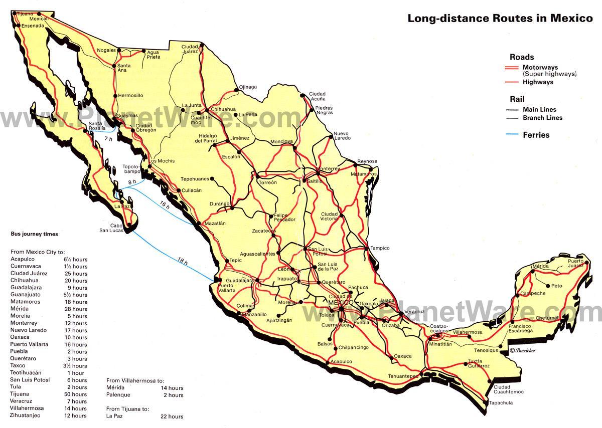 autopista mapa Mexikon