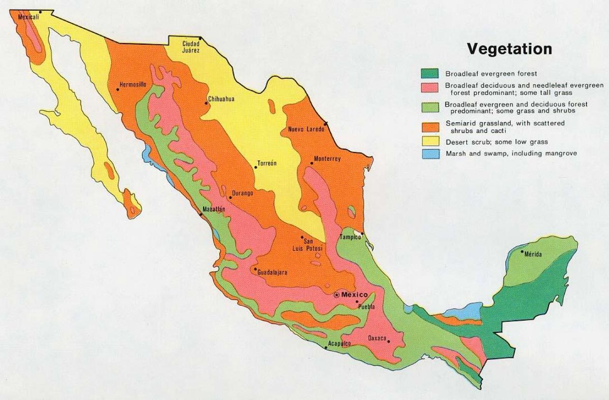mapa Mexiko natual ressources