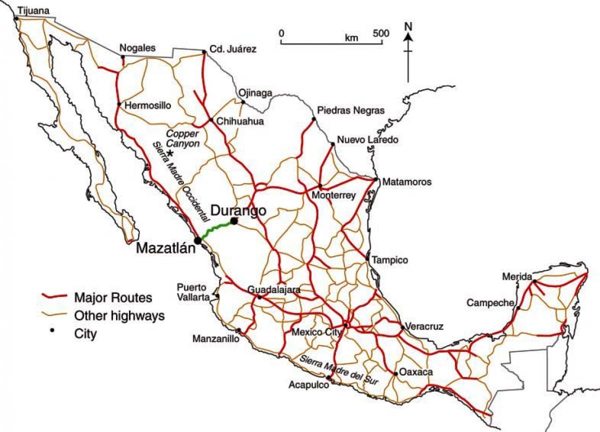 mexikoko bidesaria errepide mapa