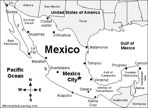 mapa Mexiko eskolak