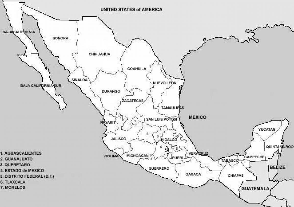 mapa Mexiko eskualdeak