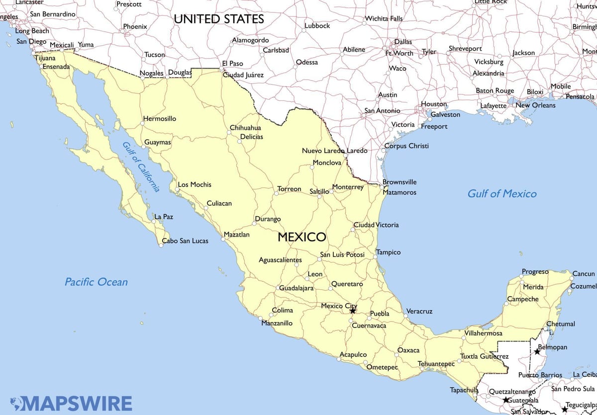 mapa Mexiko monumentuak