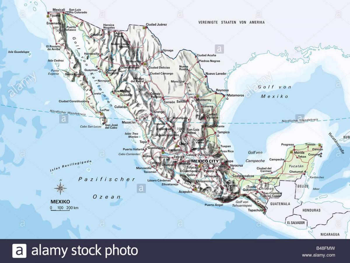 mapa Mexiko ozeano
