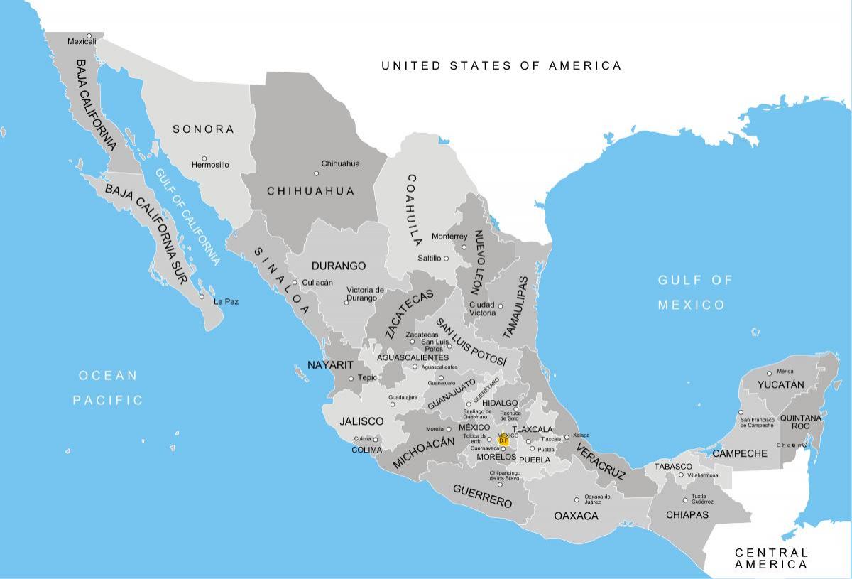 mapa Mexiko probintzien