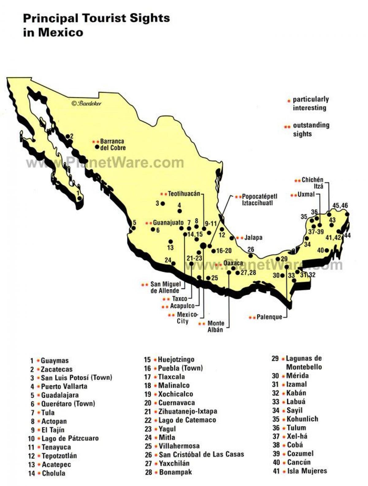 Mexikoko erakargarri mapa
