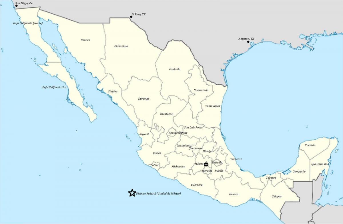 estatu batuak, Mexiko mapa
