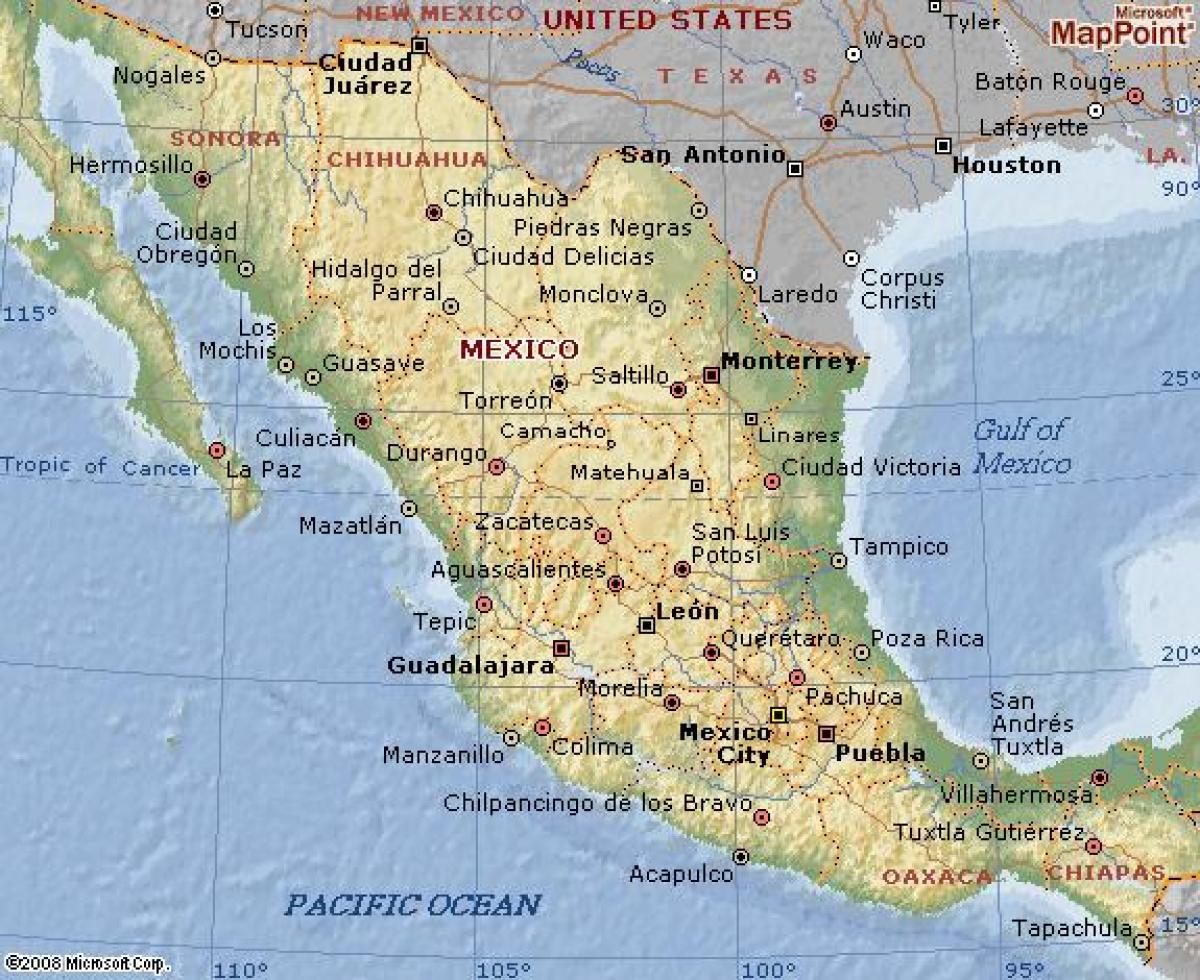 geografia Mexikoko mapa