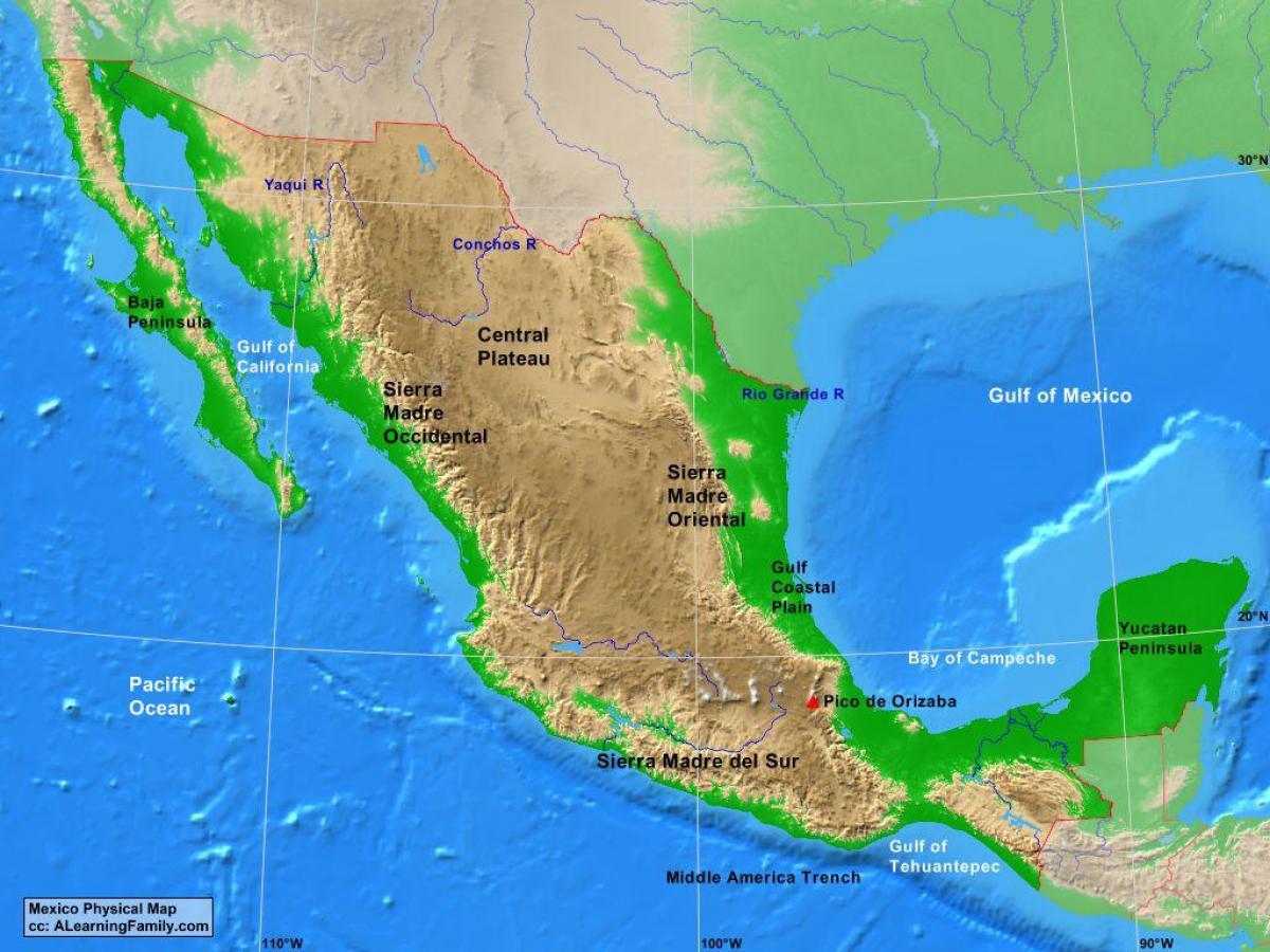 plateau Mexikoko mapa