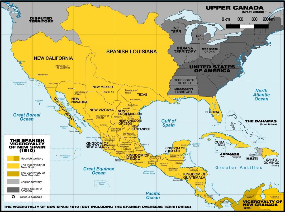 mapa Mexiko 1800