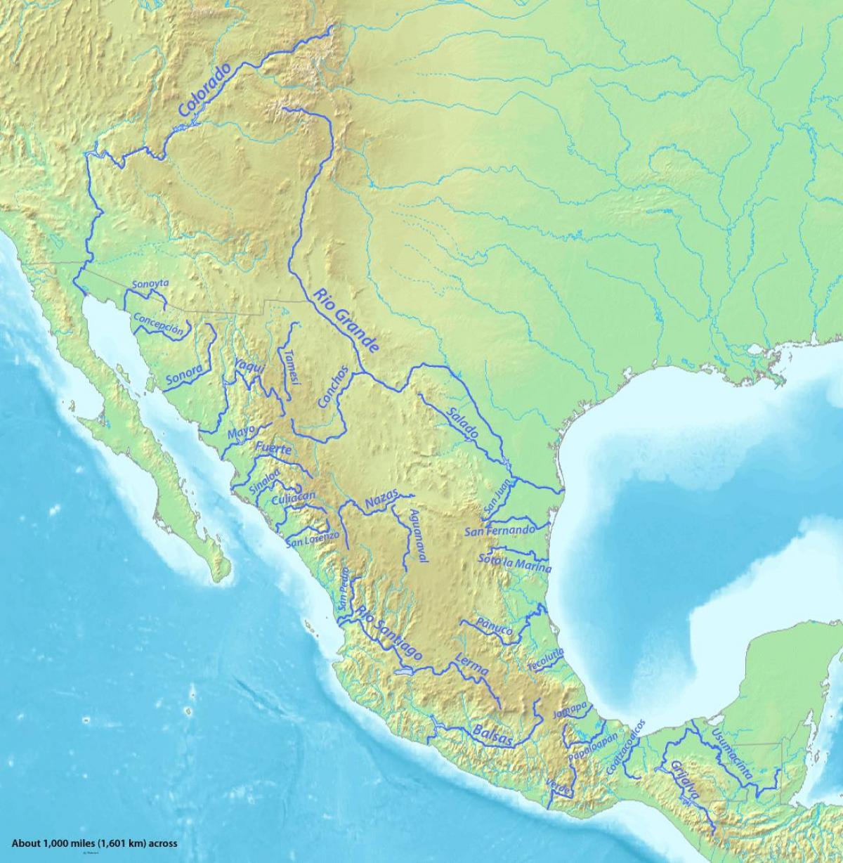 mapa ibaiak Mexikon