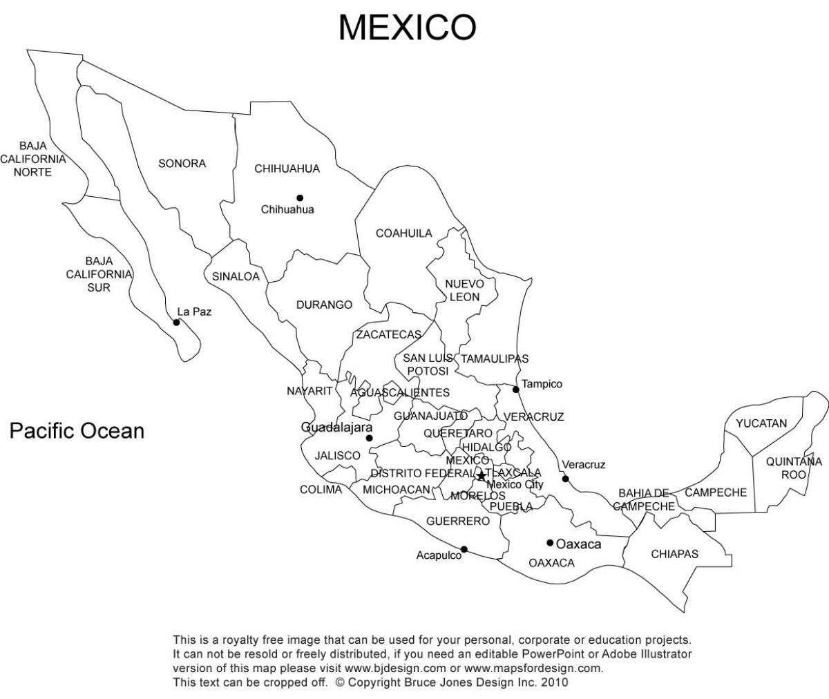 Mexiko printable mapa