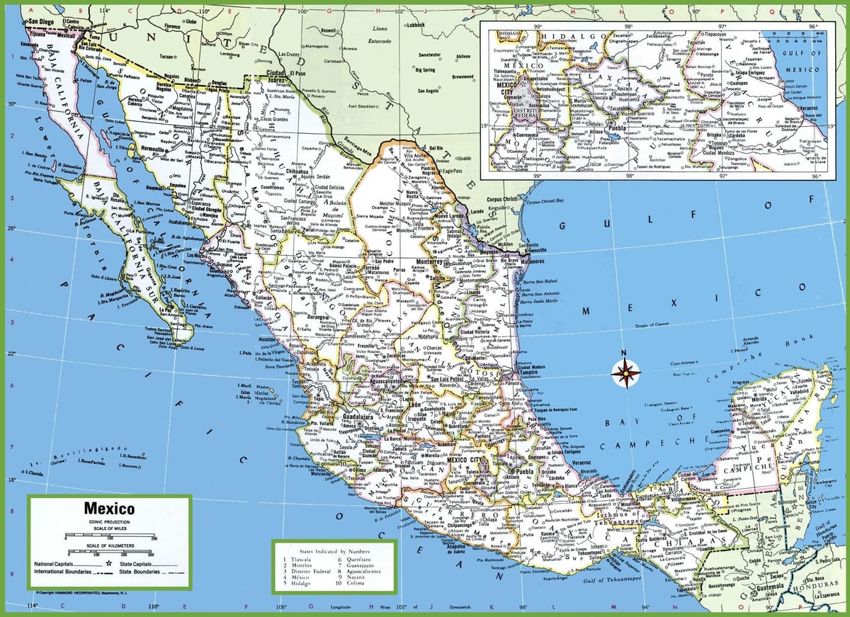 zehatza Mexikoko mapa