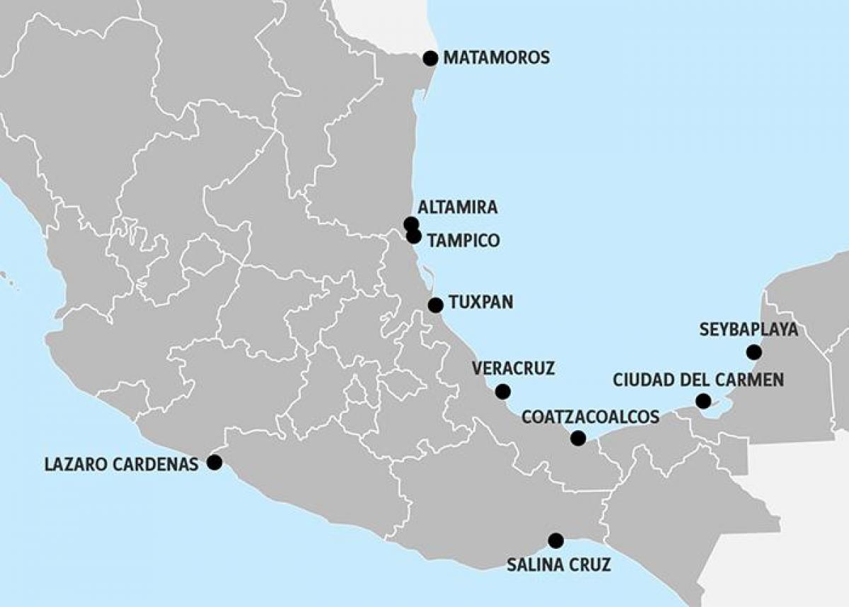 mapa Mexikoko portu