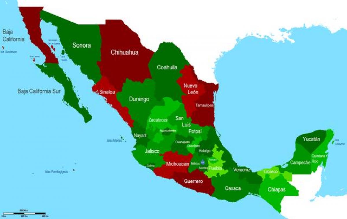 mapa Mexikoko segurtasun