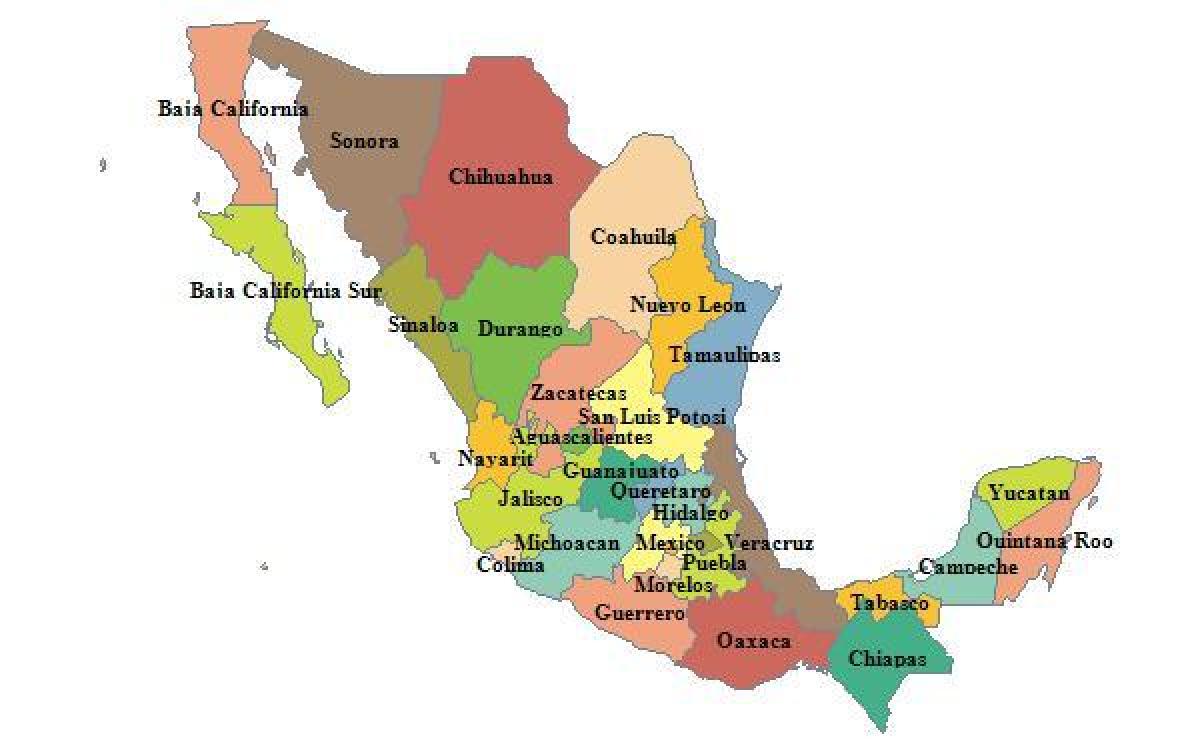 mapa Mexiko probintzien