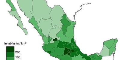 Biztanleriaren dentsitatea mapa Mexikon