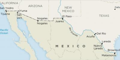 Aebetako eta Mexikoko mugan mapa