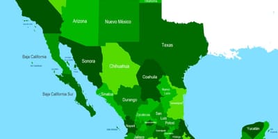 Mapa hego-mendebaldeko Mexiko