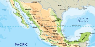 Fisiko bat Mexikoko mapa