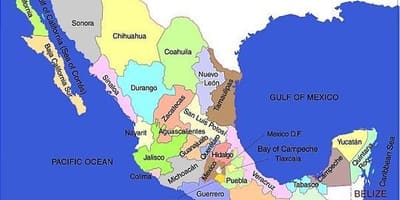Hegoaldeko Mexikon mapa