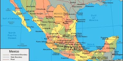 Mendebaldeko Mexiko mapa