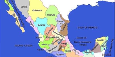 Mapa Mexikoko estatu batuak