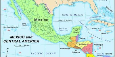 Mapa Mexiko eta erdialdeko amerika