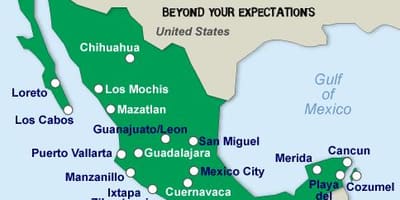 Mexikoko hondartza mapa