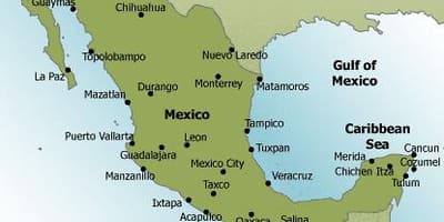 Hondartzak Mexikon mapa