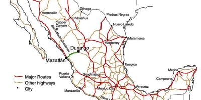 Mexikoko bidesaria errepide mapa