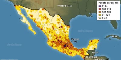 Mapa Mexiko biztanleriaren banaketa