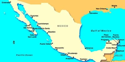 Mapa Mexiko cruise portu