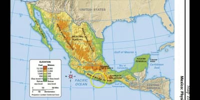 Mexikoko mapa fisikoa ezaugarri