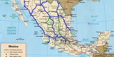 Mapa Mexiko garraiatzen