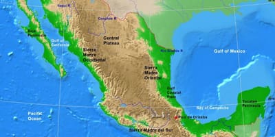 Mapa Mexiko ondorioz, erliebearen formak