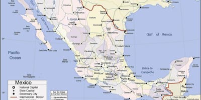 Mapa Mexiko pazifikoko kostaldeko estazioak