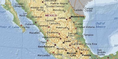 Geografia Mexikoko mapa