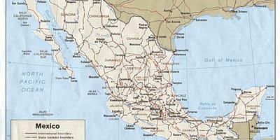 Mapa Mexikoko kostaldean