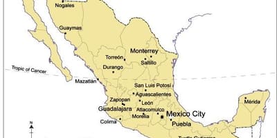 Mapa hiri nagusietako Mexikon