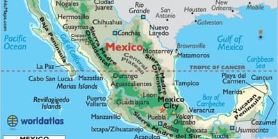 Mexiko mendien mapa