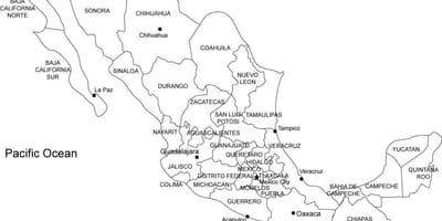 Mexiko printable mapa