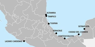 Mapa Mexikoko portu