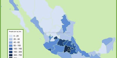 Biztanleriaren dentsitatea mapa Mexikon