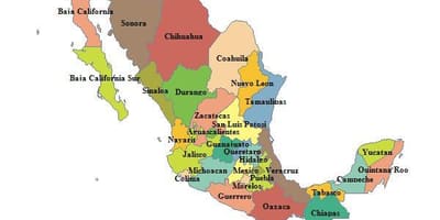 Mapa Mexiko probintzien